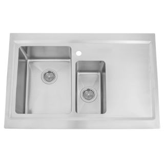  Stainless Steel 80/20 Double Well Drop In Sink with Drainboard