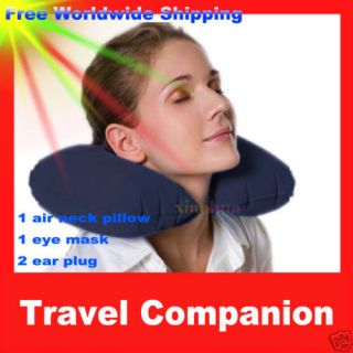 Travel Neck Air Cushion Pillow Eye Mask 2 Ear Plug