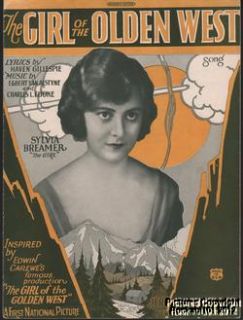 1923 Movie (Girl of the Olden West) Sheet Music