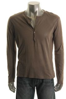 Earnest Sewn New Gray Sheer Cotton Long Sleeves Four Button Henley