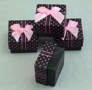 12ps 5 X 5 X 3cm Black pink dot cuboid gift box ring /earrings paper