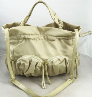 Valenci Beige Drawstring Satchel Bag Handbag with Detachable Shoulder