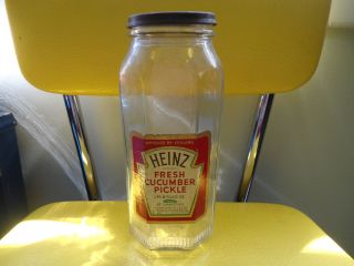 Vintage Heinz Fresh Cucumber Pickle Glass Jar w Lid 8 oz 8 Tall Nice
