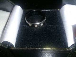 Edward Mirell Black Titanium Ring 3 Diamond Size 6 PRE OWNED