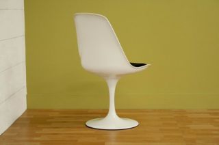 Eero Saarinen Tulip Arm Chair Black Cushion White Frame