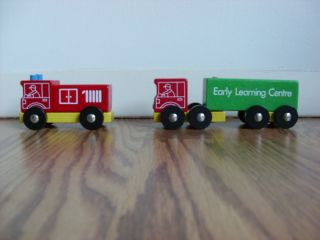 Early Learning Center Pre School Wooden Trucks Fire Truck and Semi