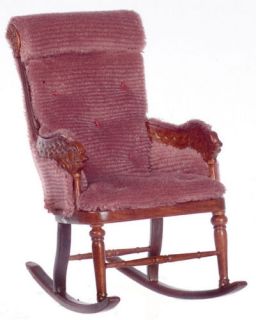  Dollhouse Miniature Lion Leg Pink Rocking Chair