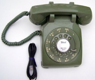 Western Electric Rotary Desk Phone Moss Green C D 500 Vintage Retro