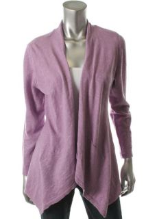 Eileen Fisher New Purple Slub Asymmetric Drape Front Cardigan Sweater
