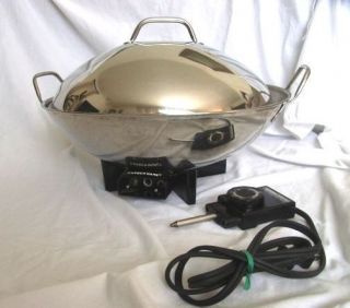 Farberware Electric Wok Stainless Steel Model 343 Excellent