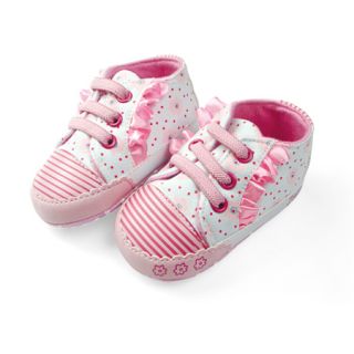  Baby Girls Pink Wrinkle Lace Canvas Walking Shoes 0 12M SA130