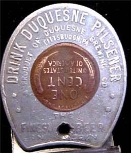 Duquesne Pilsener Pittsburgh 1949D Encased Penny 7439