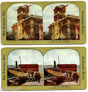   Of Stereoview Cards 1906 San Francisco Earthquake Fire Color Images
