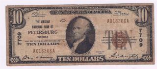 1929 10 TY 1 CH 7709 The Virginia National Bank of PETERSBURG VA Fine