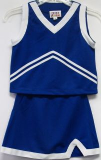 Cheer Kids MotionWear Cheerleading Outfit Blue V Neck Notch Skirt NEW