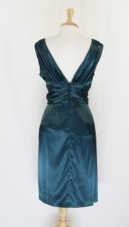 Eliza J NY Hunter Green V Neck Ruched Evening Dress Size 14 DT678RN