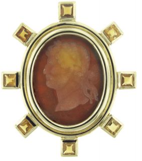 Elizabeth Locke 18kt Gold Citrine Venetian Glass Pin
