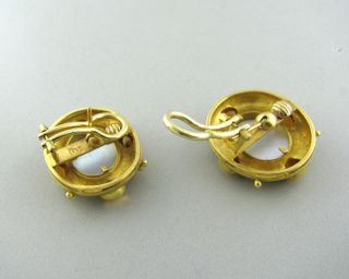 Elizabeth Locke 18K Yellow Gold Citrine Cabochon Intaglio Earrings