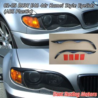 02 05 BMW E46 4DR Kamei Eyebrows Eyelids Covers ABS