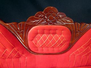Fab Vintage 1930s Red Velvet Doll Couch Victorian Style