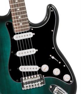 Crescent Green Black Electric Guitar 15W Amp Strap Cord Gigbag New