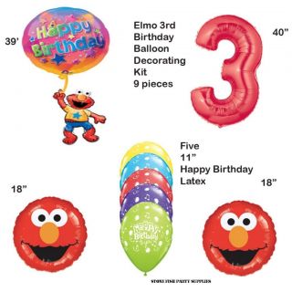 Elmo 3rd First Birthday Party Balloons Supplies Third