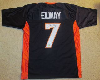 John Elway Autographed Denver Broncos Custom NFL Jersey Elway Hologram
