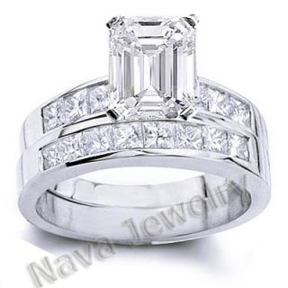 00 Ct Emerald Cut Diamond Bridal Set Ring