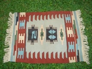 Vintage Antique Woven 3x4 Mexican or Indian Motif Rug