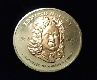   1986 O 999 SILVER 24KT GOLD EDMUND HALLEY S COMET COMMEMORATIVE COIN