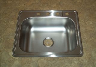 Elkay Top Mount Four Hole Stainless Kitchen Sink 25 x 22 x 7 Single