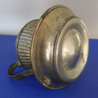 Antique Miniature Nickel Plated Brass Kerosene OIl Finger Lamp. Saucer