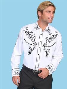  Scully Mens White Western Retro Shirt P 706 New