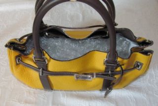 Tumi Yellow PEBBLED Leather LG Chatham East West Business Bag Satchel