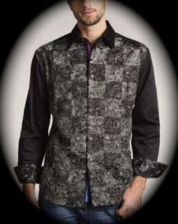 Robert Graham ELLIS (M) Checkered Artful Embroidery Floral Design