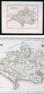 1831 Lewis Map England Dorsetshire Dorchester Weymouth Great Britain