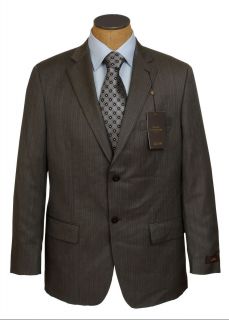 New Mens Tasso Elba Dark Taupe Pinstripe Wool Cashmere Suit