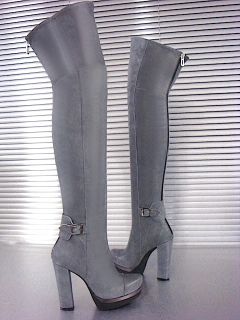Mori Winter Overknee Plateau Boots Stiefel Heels Confort Italy Grey