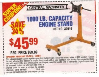 Harbor Freight Coupon 1000lb Capacity Engine Stand