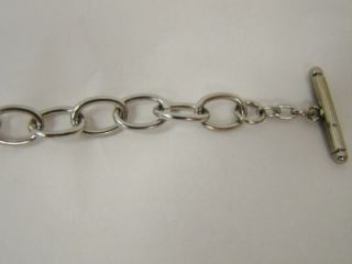  Steel Ladies Women Engravable Toggle Heart Charm Link Bracelet