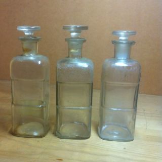 Vintage Apothecary Medicine Pharmaceutical Jars Bottles Glass Lot of 3
