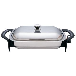  Heat 16 Rectangular Surgical Stainless Steel Electric Skillet