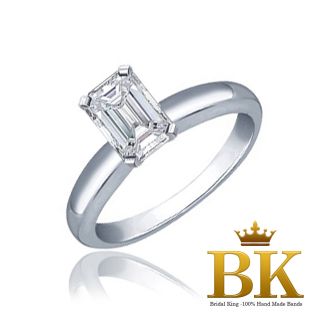 Emerald Cut Diamond Solitaire Engagement Ring 0 37 Carat 14k White