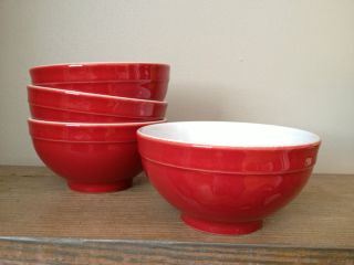 Emile Henry France Provencale Red Cereal Bowls set of 4 MINT