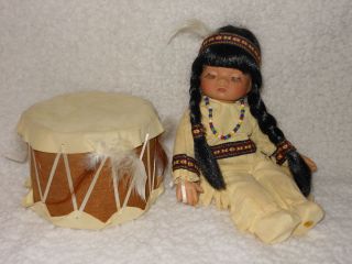 Emerald Doll Little Willie Native American Indian doll with drum