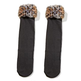 Betsey Johnson Fleece Lined Boot Sock with Faux Fur Cuff at