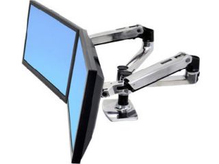 Ergotron 45 245 026 LX Dual Side by Side Arm for Two Monitors Max 18