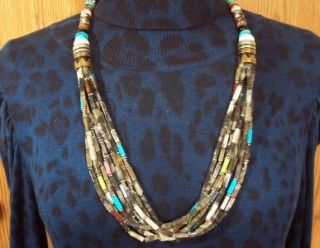 GORGEOUS DEAD PAWN GEM STONE NECKLACE W/ TURQ & SILVER BEADS BY TOMMY