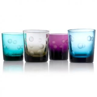  by Waterford Polka Dot Double Old Fashioned Glasses   Set of 4