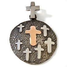Michael Anthony Jewelry Sterling Silver and 10K Crucifix Cross Pendant